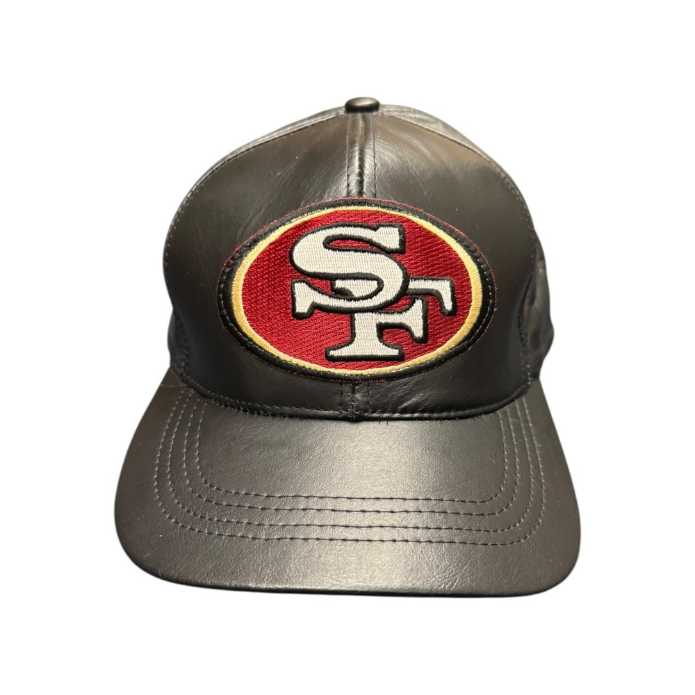 Modern Leather Cap Unisex OSFA Black Good San Francisco 49ers Vintage 90s Hat